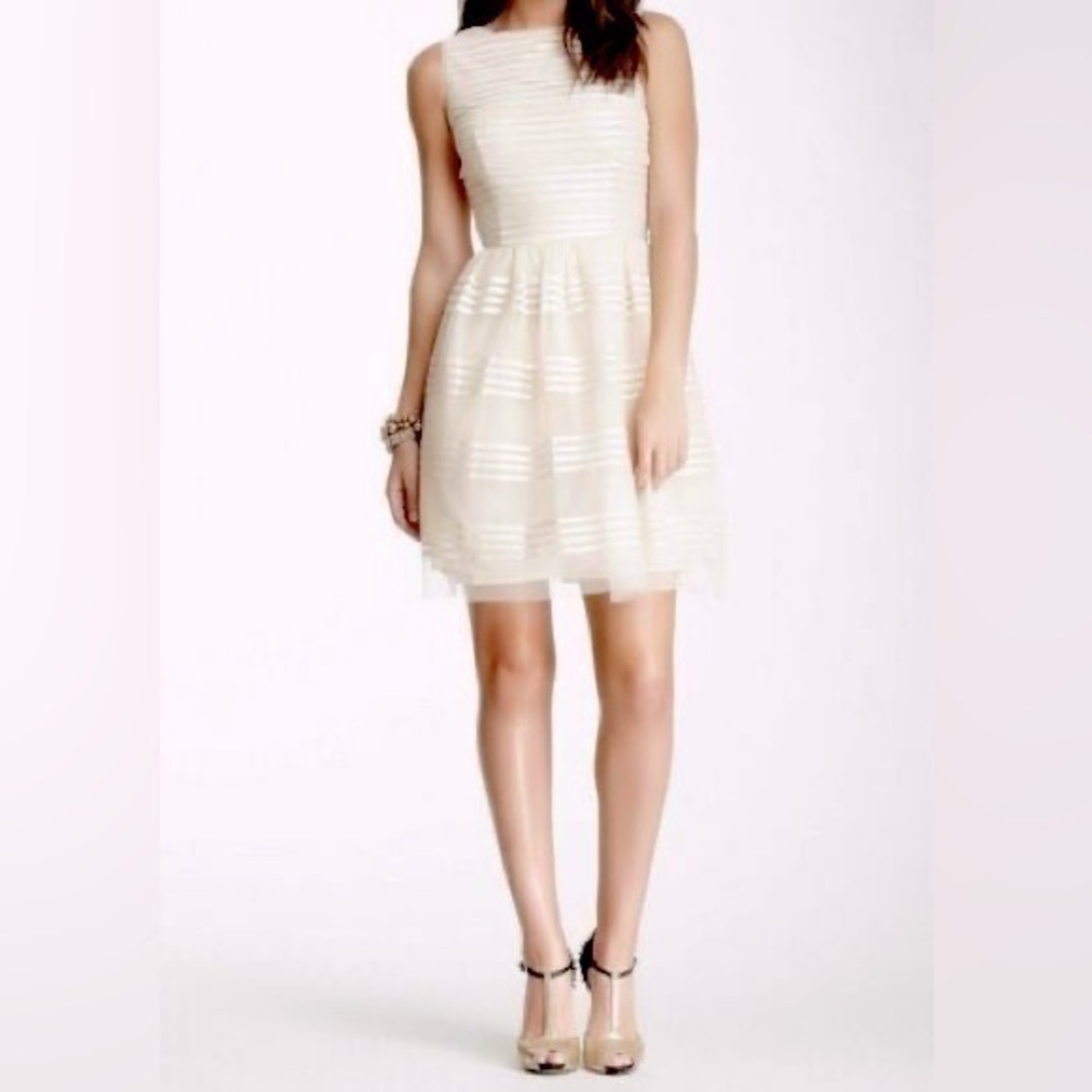 Betsy Johnson Cream & white tulle sequin open back mini dress